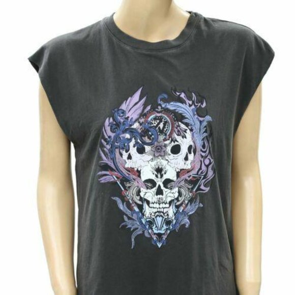 Zadig & Voltaire Weny Compo Skull Printed Tank T-Shirt Top Cotton S NEW - Picture 2 of 4